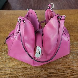 Coach Carlyle Smooth Leather Pink Shoulder Bag